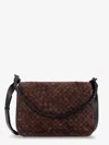 Bottega Veneta Men Intrecciato Suede Shoulder Bag In Brown