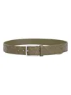 Bottega Veneta Men's Intreccio Belt In Green