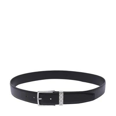 Bottega Veneta Men Intreccio Loop Belt In Black