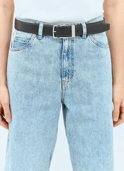 Bottega Veneta Men Intreccio Loop Leather Belt In Black