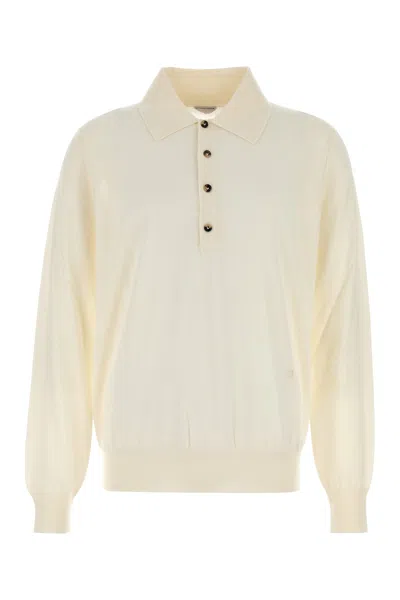 Bottega Veneta Men Ivory Cashmere Polo Shirt In Neutral
