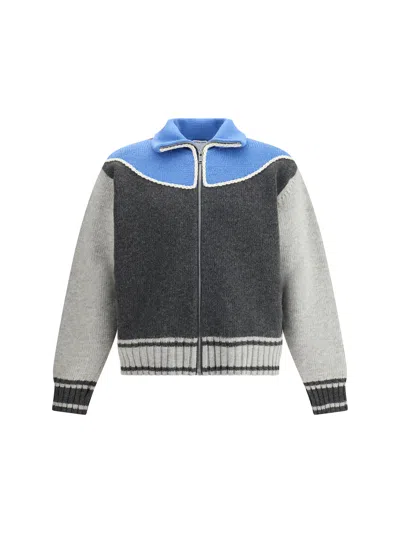 Bottega Veneta Men Wool Zipped Jacket In Gray