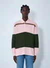 Bottega Veneta Men Jumbo Cotton Pique Stripe Polo Shirt In White