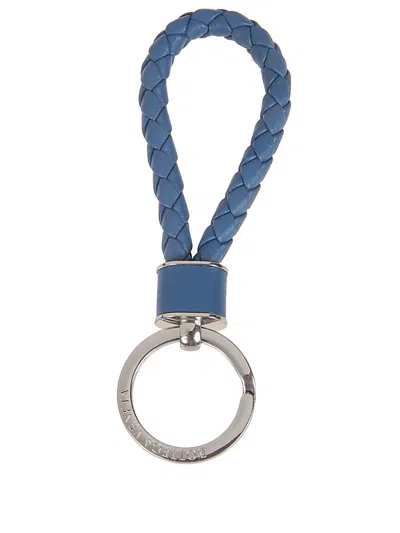 Bottega Veneta Men Key Ring With Logo In Blue