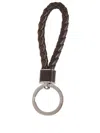 Bottega Veneta Men Key Ring With Logo In Brown
