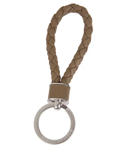 Bottega Veneta Men Key Ring With Logo In White