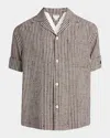Bottega Veneta Men's Knotted Mini-check Shirt In Chalk Wht