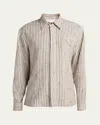 Bottega Veneta Flecked Stripe Button-up Shirt In Chalk Wht