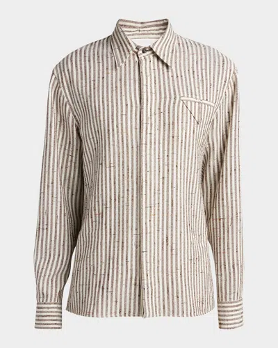 BOTTEGA VENETA MEN'S KNOTTED STRIPE BUTTON-DOWN SHIRT