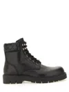 Bottega Veneta Black Grained Calf Leather Haddock Lace Up Ankle Boots In Black
