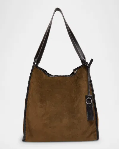 BOTTEGA VENETA MEN'S LARGE REVERSIBLE TOTE BAG IN SUEDE