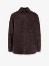 Bottega Veneta Mens Fondant Tobacco Relaxed-fit Intrecciato Leather Shirt