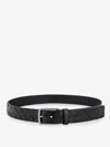 Bottega Veneta Men Leather Belt With Intrecciato Motif In Black