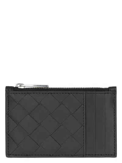 Bottega Veneta Men's Leather Card Holder In Black