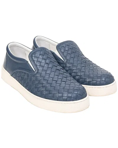 Pre-owned Bottega Veneta Men's Leather Dodger Slip-on Sneaker (authentic Pre-loved) In Blue