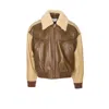 Bottega Veneta Multicolor Leather Bomber Jacket In Brown