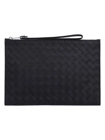 Bottega Veneta Men's Leather Pouch In Black