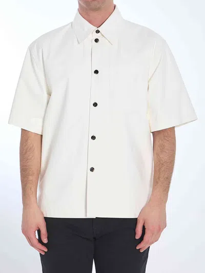 Bottega Veneta Lambskin Chest Pocket Shirt In Neutral