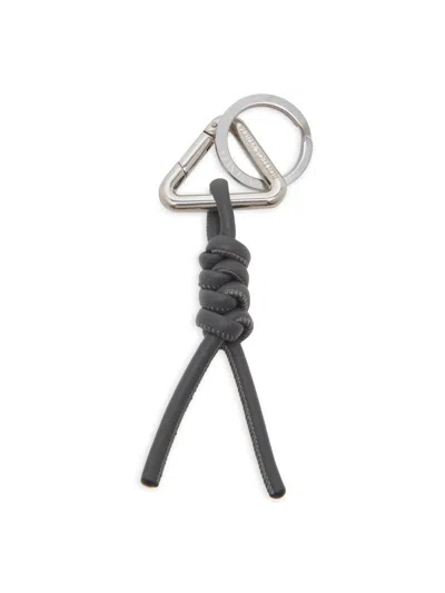 Bottega Veneta Men's Leather Triangle Key Ring In Black