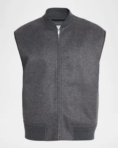 Bottega Veneta Men's Leather Trim Double-face Wool Gilet