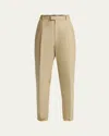 Bottega Veneta Men's Light Cotton Pleated Trousers In Grey