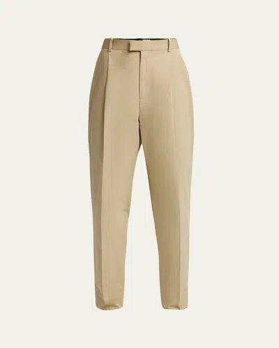 Bottega Veneta Men's Light Cotton Pleated Trousers In Grey