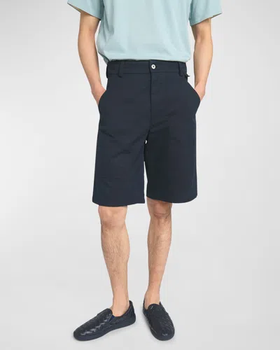 Bottega Veneta Light Cotton Twill Cargo Shorts In Midnight Blue