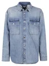 Bottega Veneta Men Logo Shirt In Blue