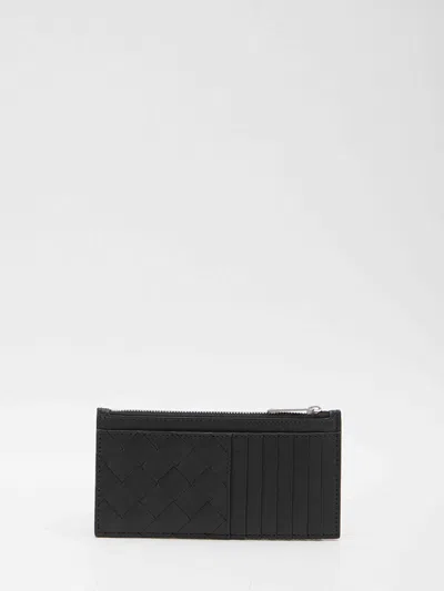 Bottega Veneta Textured Leather Card Holder Compact Design In Black