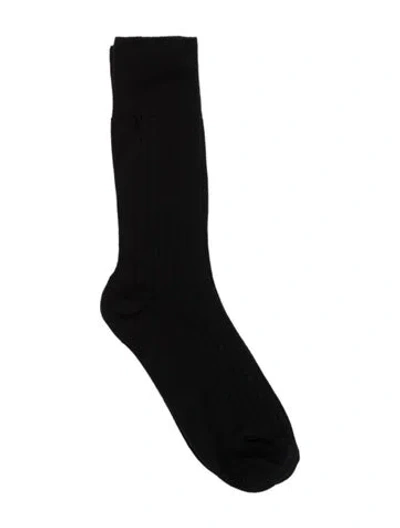 Pre-owned Bottega Veneta Men's Luxury Ribbed Wool Socks W/tags In Black