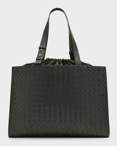 BOTTEGA VENETA MEN'S MEDIUM CASSETTE PAPER INTRECCIATO LEATHER TOTE BAG