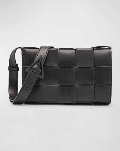 Bottega Veneta Men's Medium Cassette Urban Leather Crossbody Bag In Nero/moro