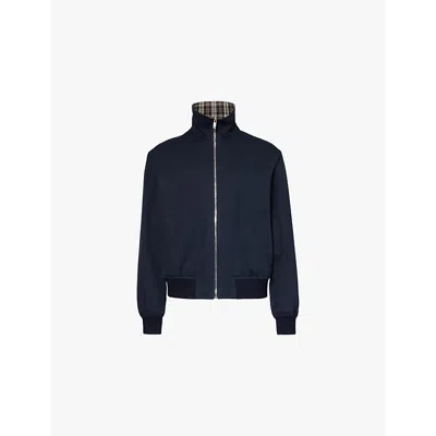 Bottega Veneta Mens Mid Blue High-neck Internal-check-print Regular-fit Cotton Jacket In Midnight Blue