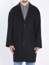 Bottega Veneta Wool Coat With Notched Lapel And Pockets In Black