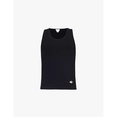 Bottega Veneta Mens Midnight Blue Brand-patch Sleeveless Stretch-cotton Top