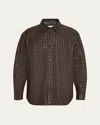 Bottega Veneta Mens Fondant Tobacco Relaxed-fit Intrecciato Leather Shirt In Multi