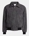 Bottega Veneta Men's Multicolor Fleck Zip Jacket In Nero/natur