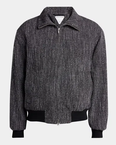 Bottega Veneta Men's Multicolor Fleck Zip Jacket In Nero/natur