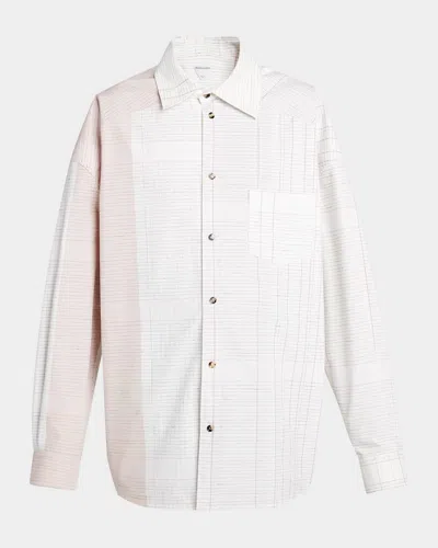 Bottega Veneta Men's Multicolor Notebook Sport Shirt In Rose