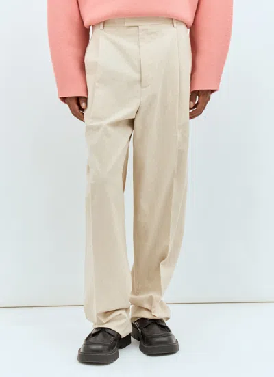Bottega Veneta Men Natural Crisp Poplin Pants In White