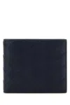 Bottega Veneta Men Navy Blue Leather Intrecciato Wallet In Blue