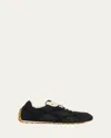Bottega Veneta Black Suede And Nylon Orbit Flash Sneakers In Blue