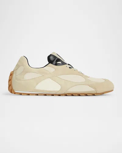 Bottega Veneta Men Sea Salt Suede And Nylon Orbit Flash Sneakers In Multi