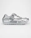 Bottega Veneta Orbit Metallic Low-top Sneakers In Silver