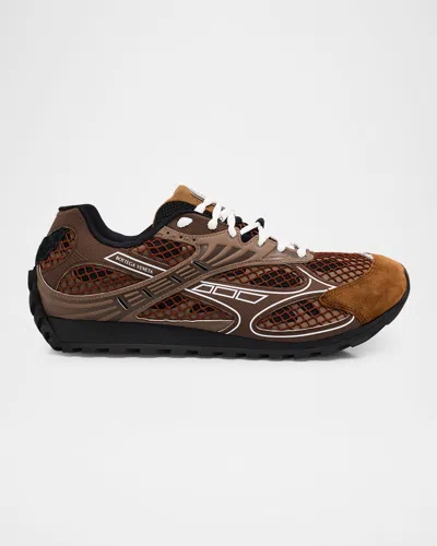 BOTTEGA VENETA MEN'S ORBIT TECHNICAL FISHNET RUNNER SNEAKERS