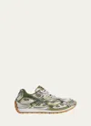 Bottega Veneta Orbit Metallic Rubber And Mesh Sneakers In Green