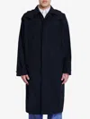 Bottega Veneta Nylon Blend Trench Coat With Buttoned Cuffs In Blue