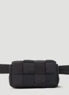 Bottega Veneta Men Padded Intreccio Cassette Belt Bag In Black