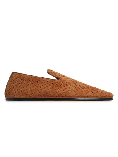 Bottega Veneta Palazzo Intrecciato Suede Loafers In Multi