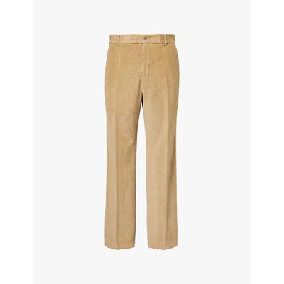Bottega Veneta Mens Pale Oak Straight-leg High-rise Cotton-corduroy Trousers
